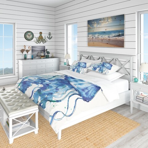 Designart 'Blue Deep Sea X' Coastal Bedding Set - Duvet Cover & Shams