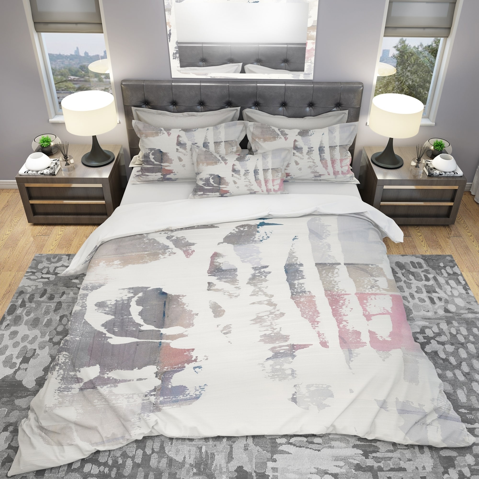 Shop Designart White Out Geometric Geometric Bedding Set Duvet