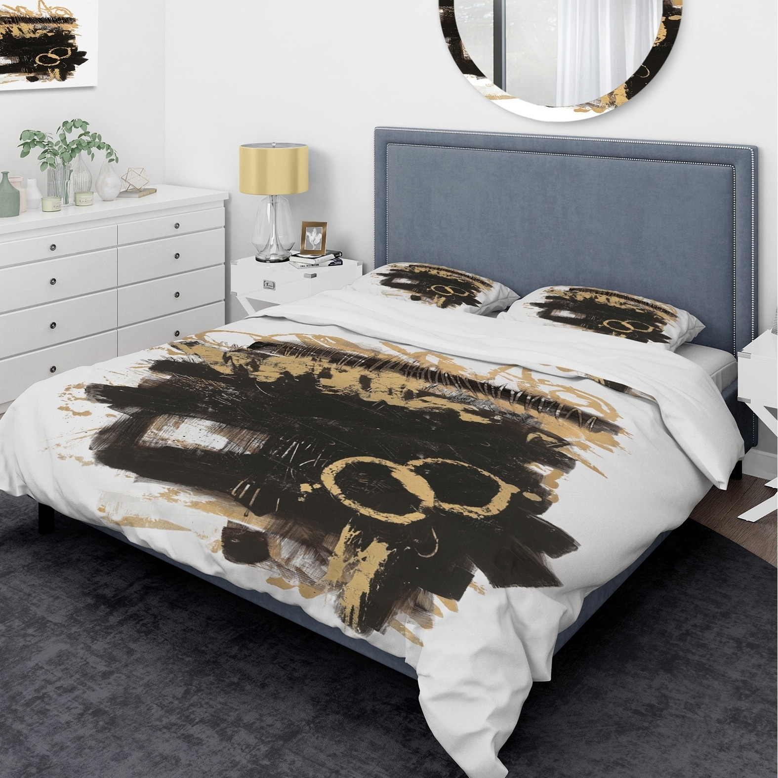 Shop Designart Gold And Black Drift Ii Glam Bedding Set Duvet