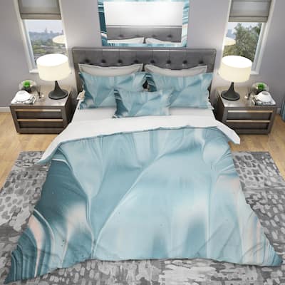 Designart 'Blue Modern Water I' Geometric Bedding Set - Duvet Cover & Shams