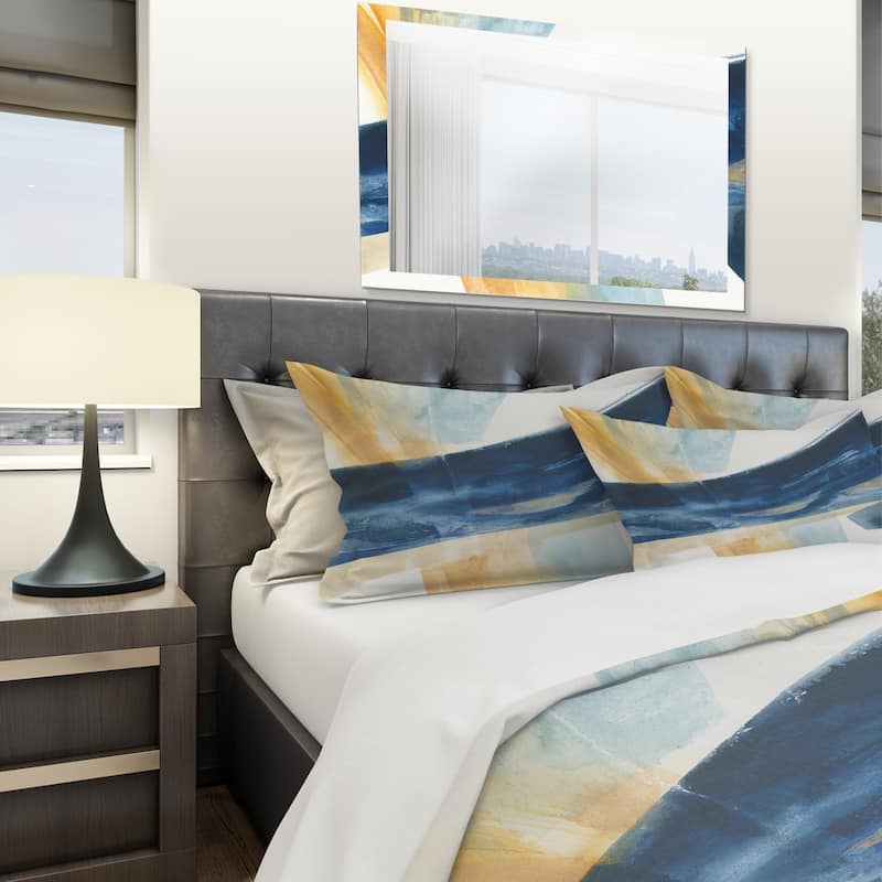 Designart 'Indigo Panel I' Geometric Bedding Set - Duvet Cover & Shams