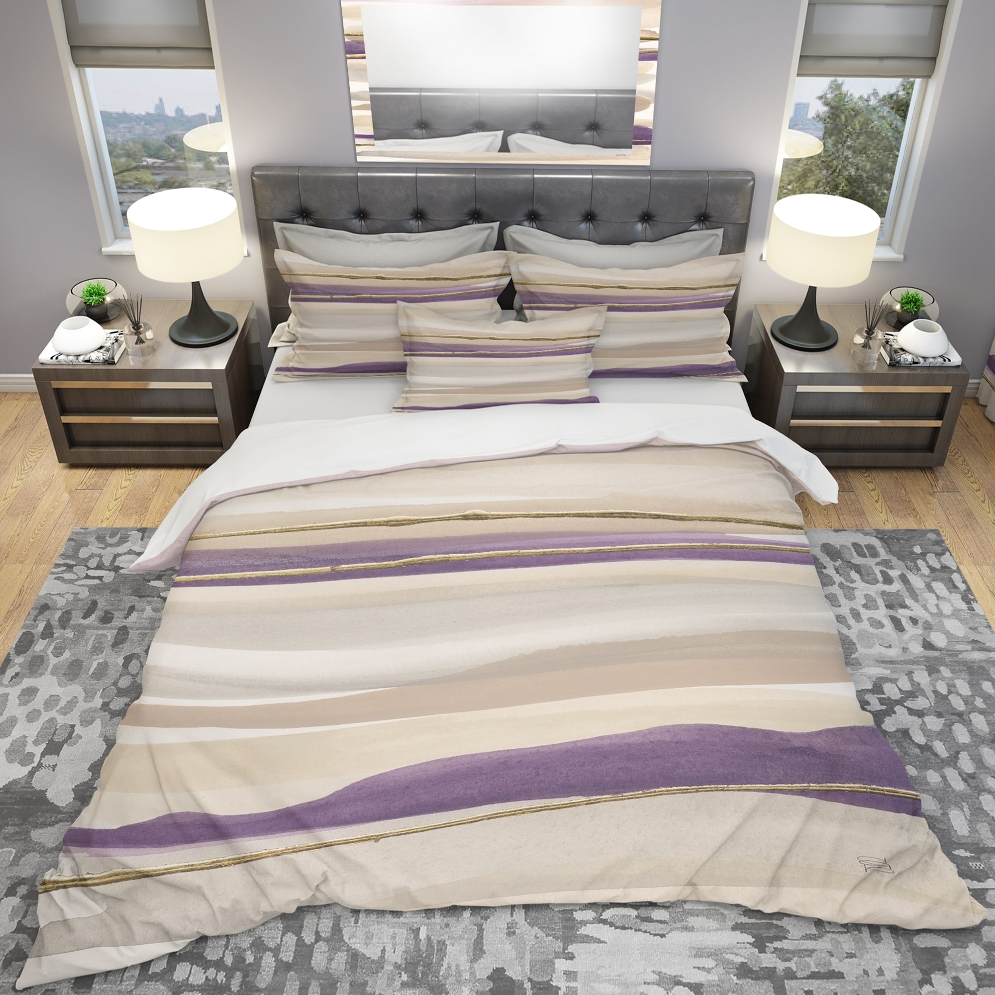 Shop Designart Shape Of Glam Purple Iii Geometric Bedding Set