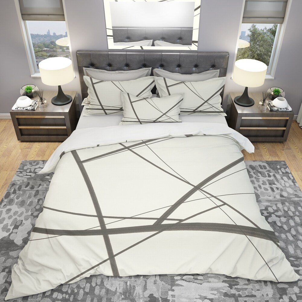 Grid Lines  Geometric Shapes Cotton Sateen Duvet Cover Bedding by Spoonflower White Gray Diamond Duvet Cover Grid Texture Gray by kimsa