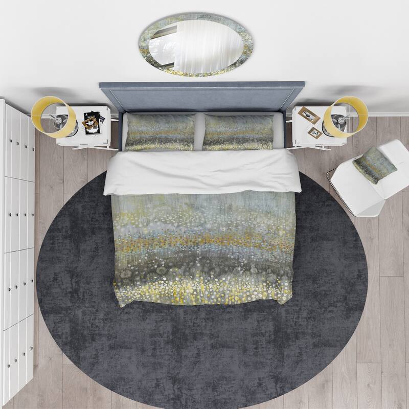 Designart 'Glam Rain Abstract III' Glam Bedding Set - Duvet Cover & Shams - Multi-color