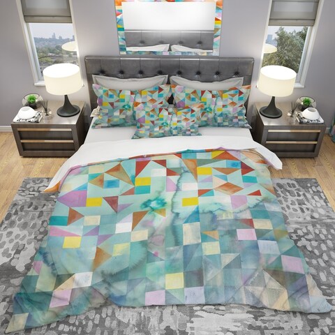 Designart 'Modern Patchwork' Geometric Bedding Set - Duvet Cover & Shams