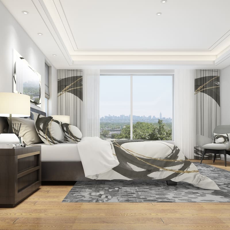 Designart 'Gold Glamour Circle I' Geometric Bedding Set - Duvet Cover & Shams