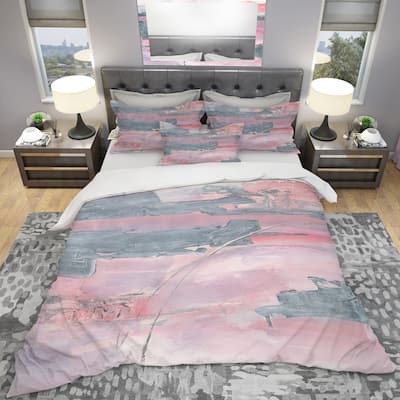 Designart 'Durty Shabby Pink Blush II' Shabby Bedding Set - Duvet Cover & Shams