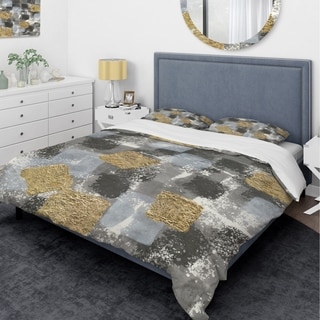 Designart 'Gold Glamour Squares II' Glam Bedding Set - Duvet Cover ...