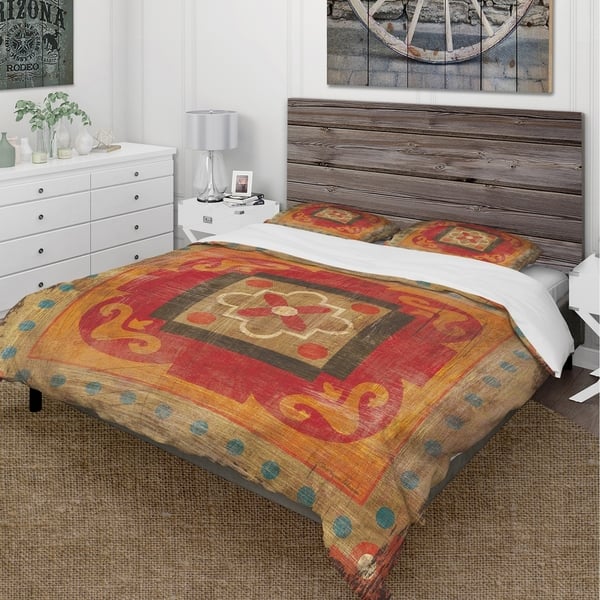 Shop Designart Moroccan Orange Tiles Collage Ii Cottage Bedding