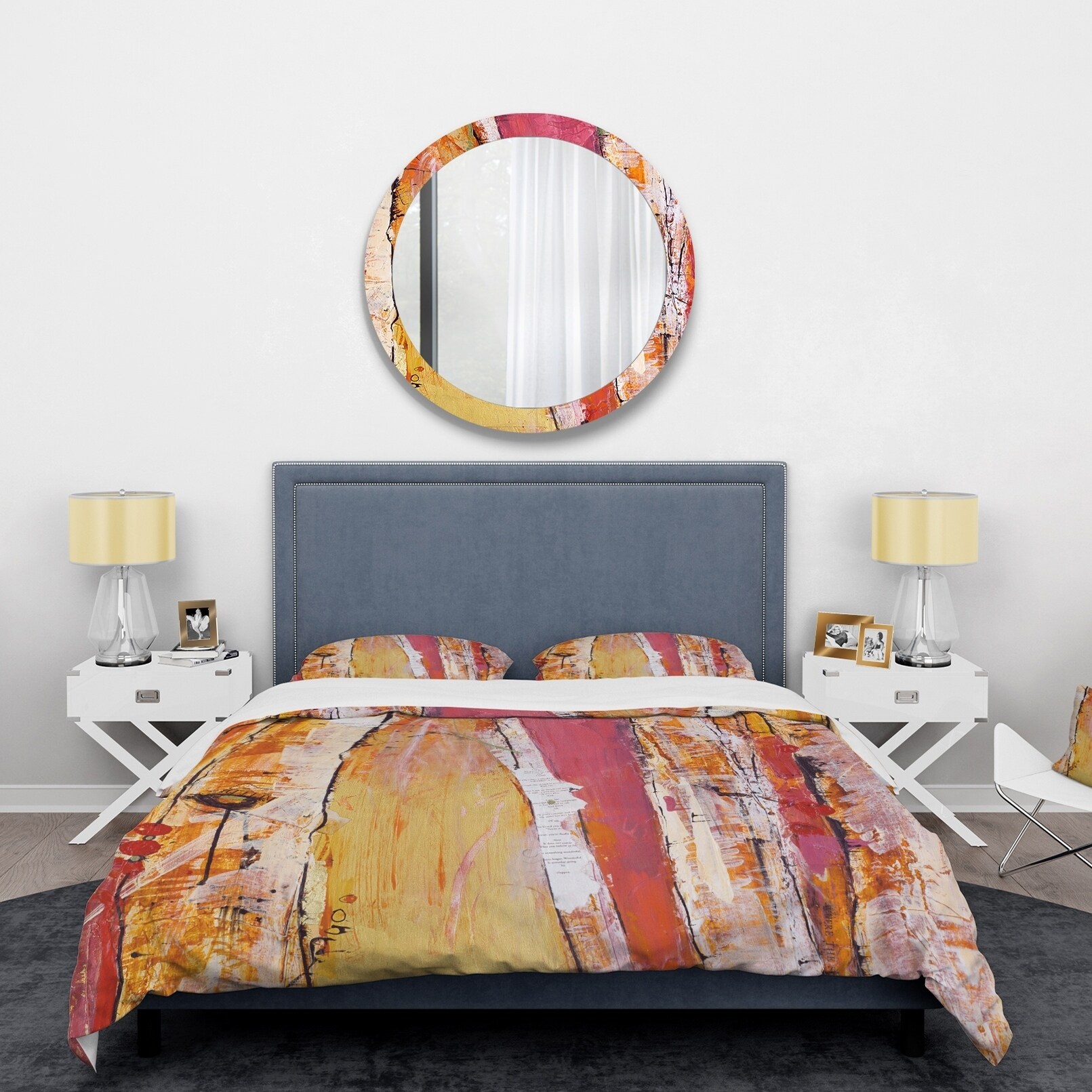 Designart 'Orange Glam Natural Wood' Glam Bedding Set -