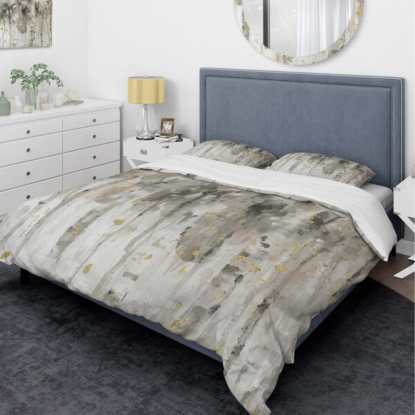 Shop Designart 'The Modern Grey Forest IV' Glam Bedding Set - Duvet ...
