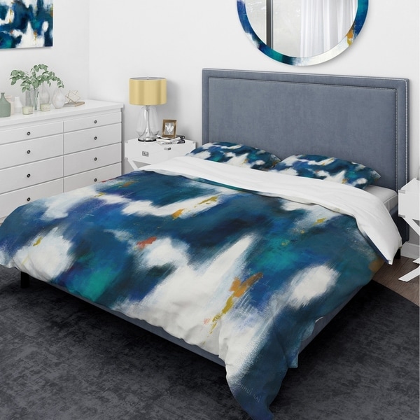 Shop Designart 'Blue Glam Texture II' Glam Bedding Set - Duvet Cover ...
