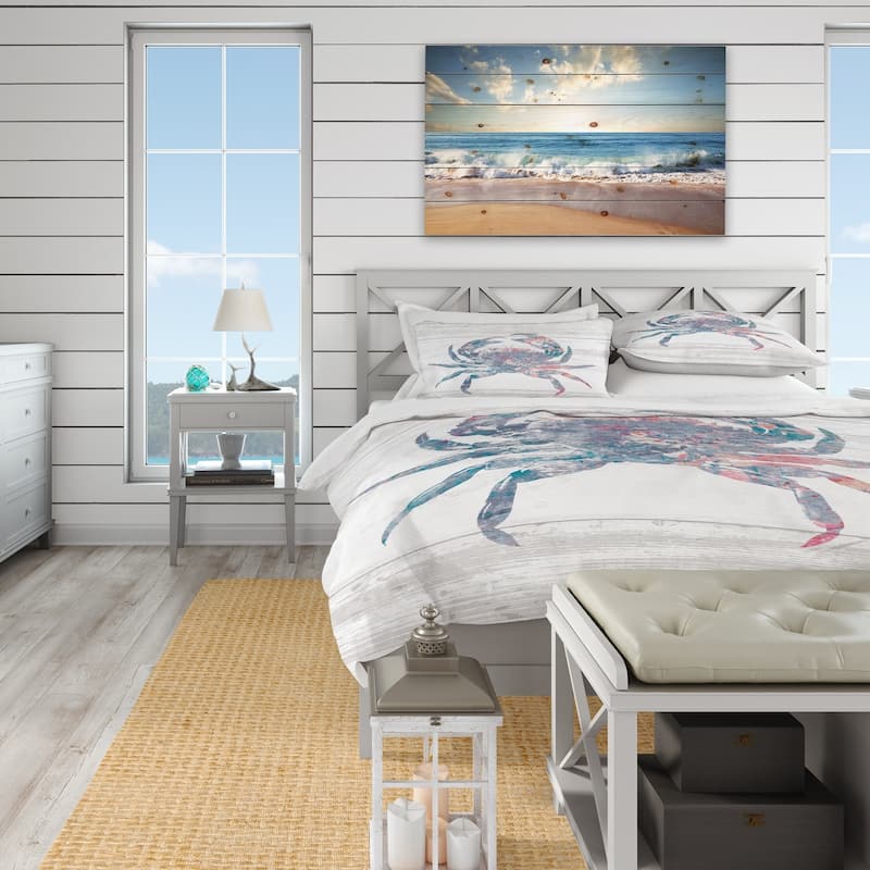 Designart 'Pink Crab Ocean Life' Nautical Bedding Set