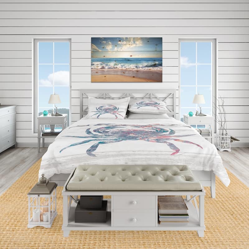 Designart 'Pink Crab Ocean Life' Nautical Bedding Set