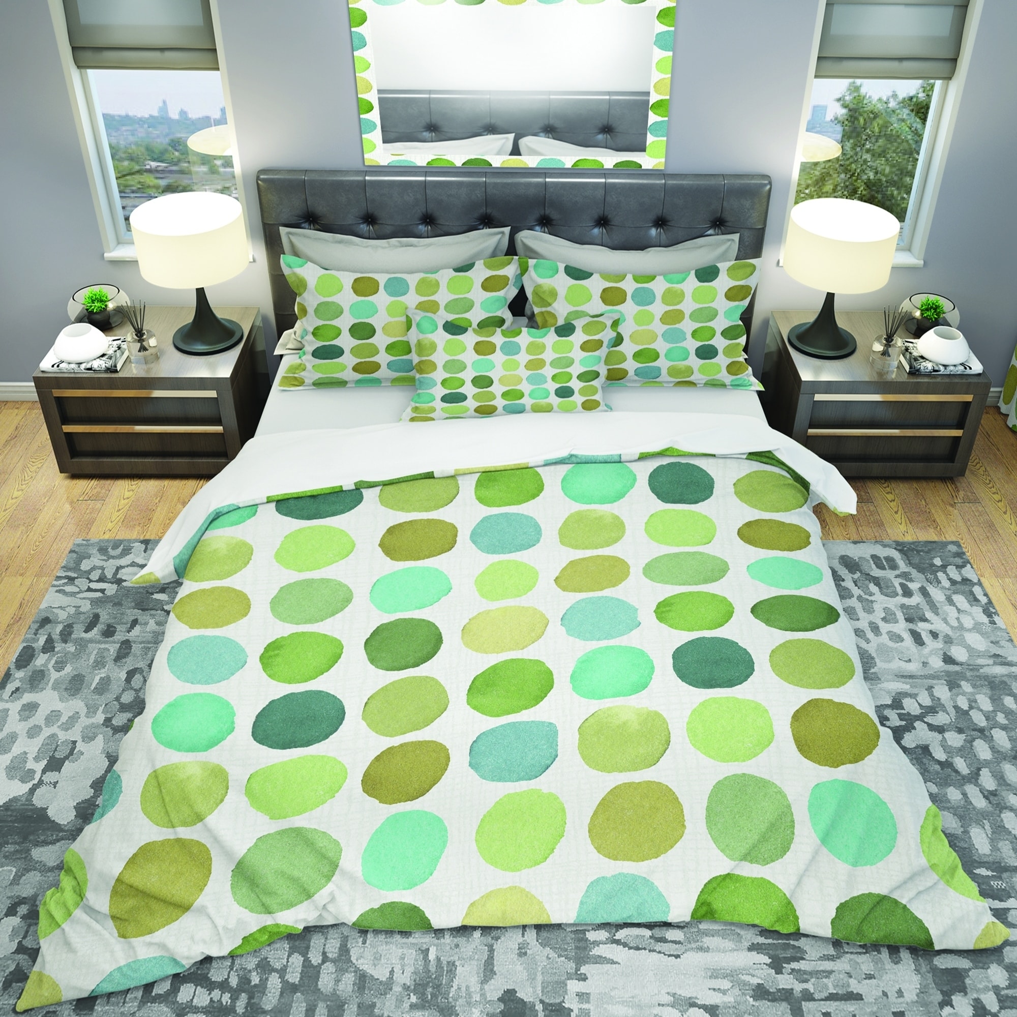 green geometric duvet cover