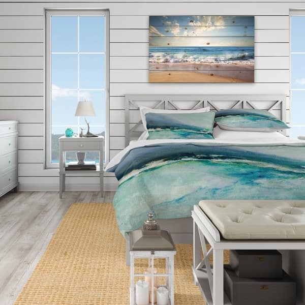 Shop Designart Indigo Abstract Watercolor Blue Coastal Bedding