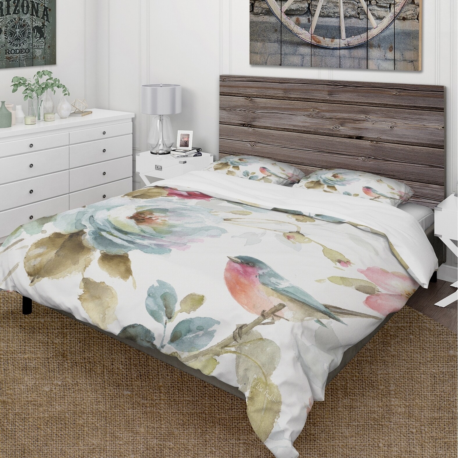 Shop Designart Beautiful Bird Romance I Cottage Bedding Set