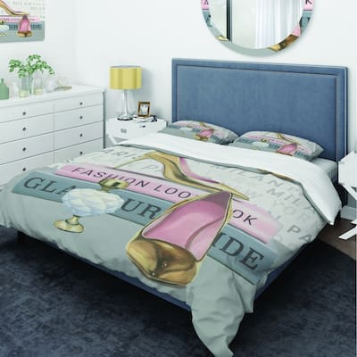 Designart 'Glam fashion High Heels III' Glam Bedding Set - Duvet Cover & Shams