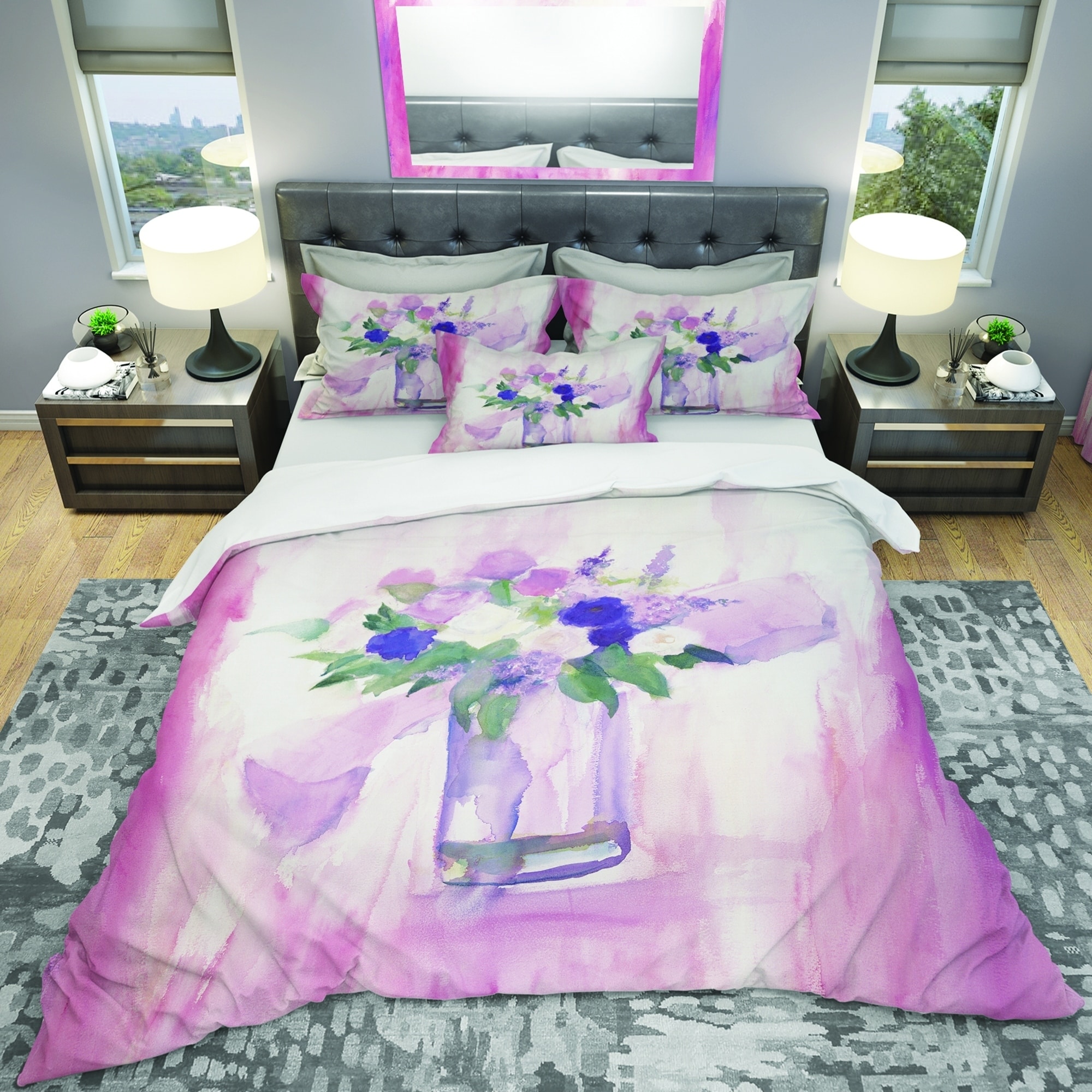 Shop Designart Pink Flower Still Life Shabby Bedding Set Duvet