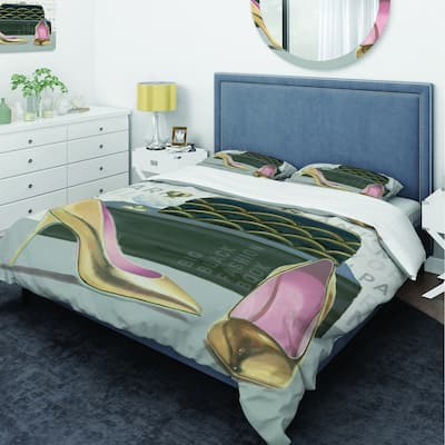 Designart 'Glam fashion High Heels IV' Glam Bedding Set - Duvet Cover & Shams