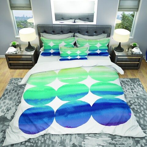 Designart 'Circle Abstract Blue Colorfields II' Geometric Bedding Set - Duvet Cover & Shams