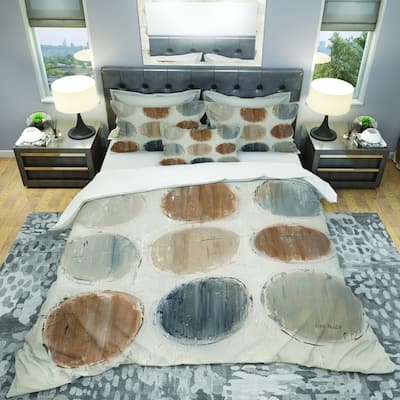 Designart 'Geometric Circle Natural Balance II' Geometric Bedding Set - Duvet Cover & Shams