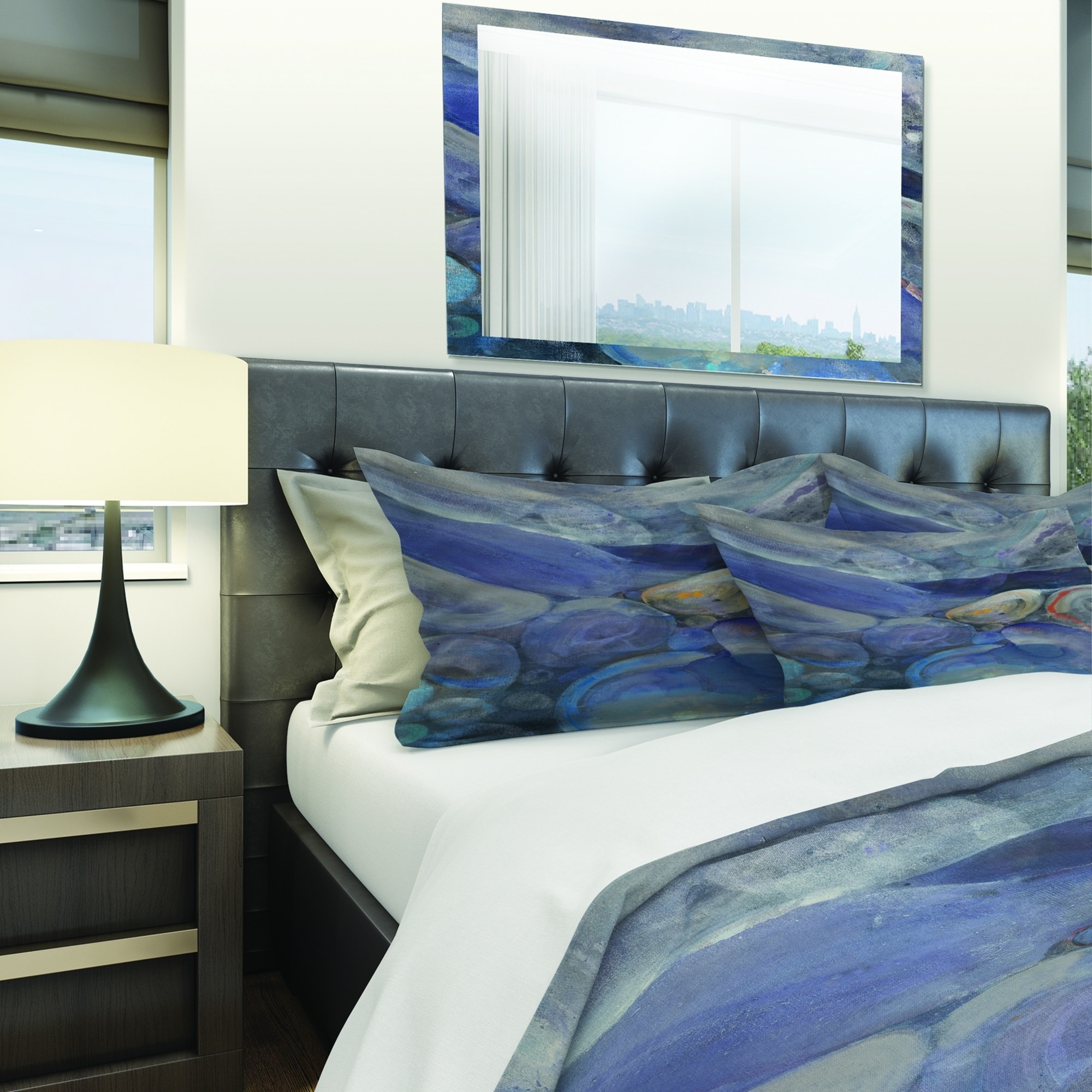 Designart Into The Indigo Stream Ii Geometric Bedding Set Duvet Cover Shams Overstock 25971718
