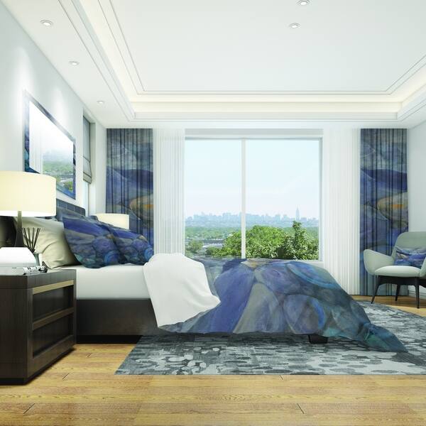 Designart Into The Indigo Stream Ii Geometric Bedding Set Duvet Cover Shams Overstock 25971718