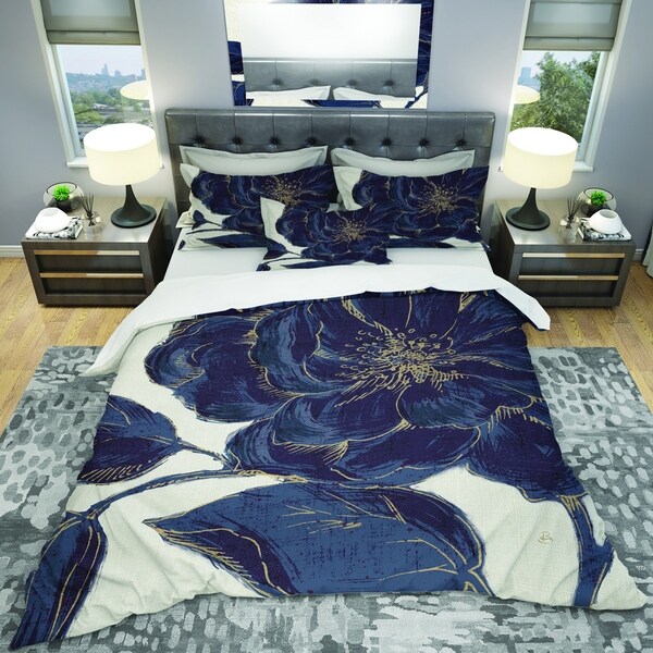 Designart 'Dark Rose Gilded Gold' Shabby Bedding Set - Duvet Cover & Shams