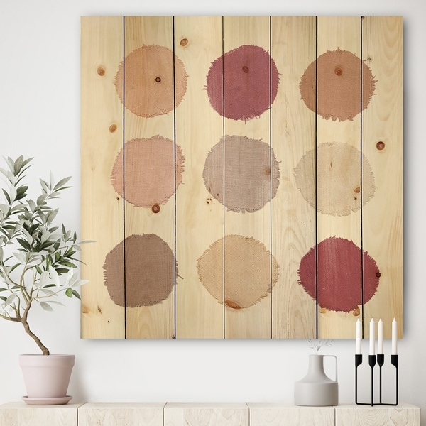 Designart 'Unique Beige Circle Designs' Modern Transitional Print on Natural Pine Wood - Multi-color