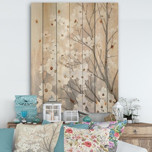 Porch & Den Brown onn Grey Blossoms' Natural Pine Wood
