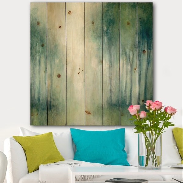 Designart 'Walk in the Forest' Traditional Landscape Print on Natural Pine Wood - Green