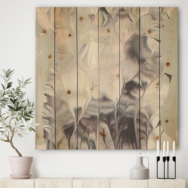 Designart 'Light and Shadow I' Modern Farmhouse Print on Natural Pine Wood - Grey/Pink