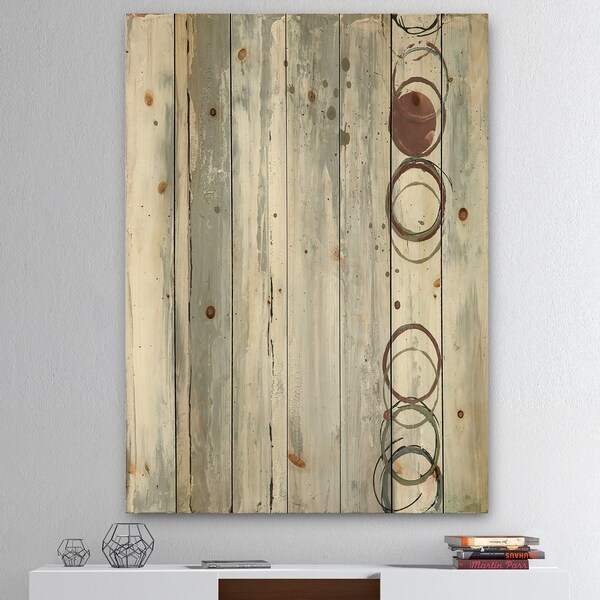 Designart 'Whitewashed Chinchilla' Modern Geometric Print on Natural Pine Wood - Grey