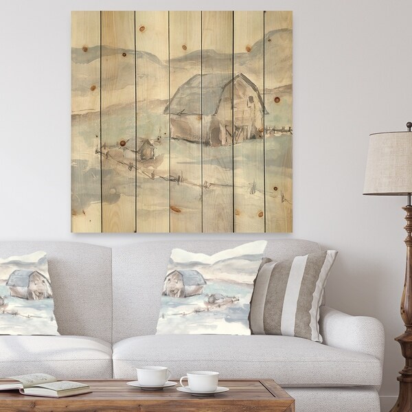 Designart 'Farmhouse Barn Grey IV' Modern Farmhouse Print on Natural Pine Wood