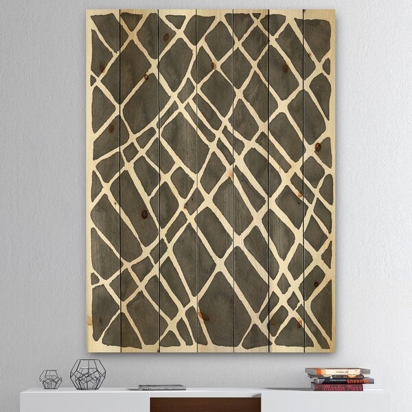 Designart 'Minimalist Graphics V' Transitional Print on Natural Pine Wood - Black