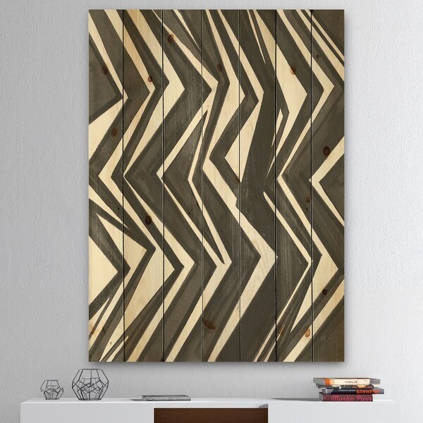 Designart 'Minimalist Graphics VI' Transitional Print on Natural Pine Wood - Black