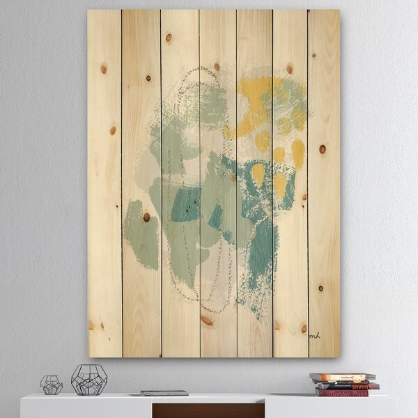Designart 'Hopeful II' Modern Farmhouse Print on Natural Pine Wood - Blue