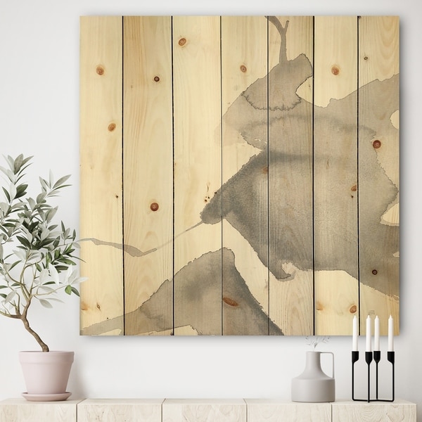 Designart 'minimal geometric Zen V' Transitional Print on Natural Pine Wood - Grey