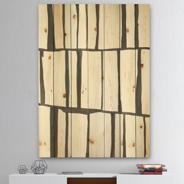 Designart 'minimalist black and white I' Transitional Print on Natural Pine Wood