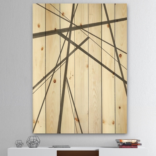 Designart 'minimalist black and white III' Transitional Print on Natural Pine Wood