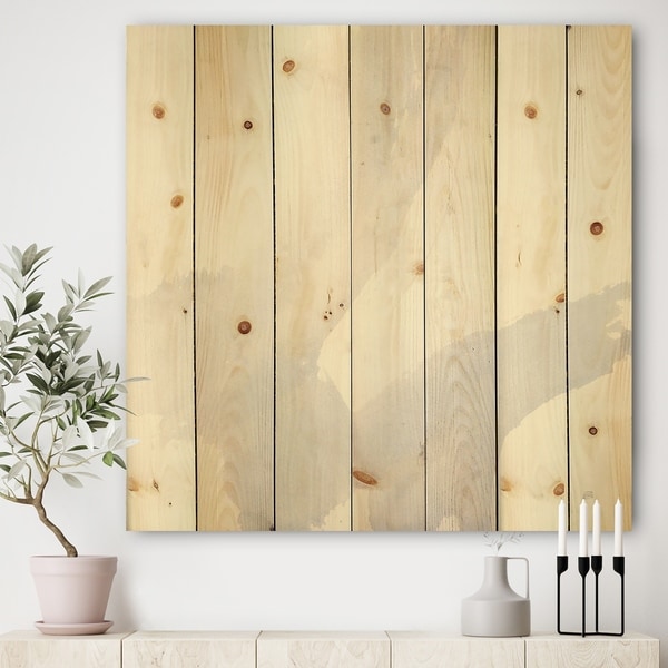 Designart 'minimal geometric Zen III' Transitional Print on Natural Pine Wood - Grey