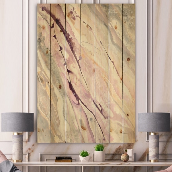 Designart 'Shaby Pink Marble' Sleek & Chic Modern Print on Natural Pine Wood - Grey
