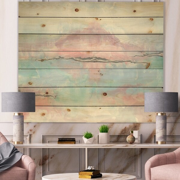 Designart 'Parfait VII' Sleek & Chic Modern Print on Natural Pine Wood - Blue/Pink