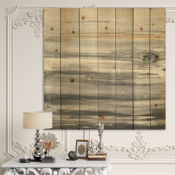 Designart 'watercolor colorfields II' Glam Print on Natural Pine Wood - Grey