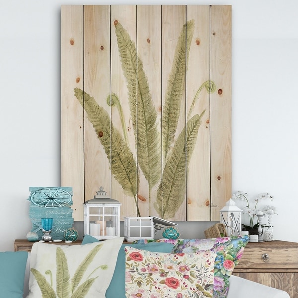 Designart 'Simple Forest III' Farmhouse Print on Natural Pine Wood - Green