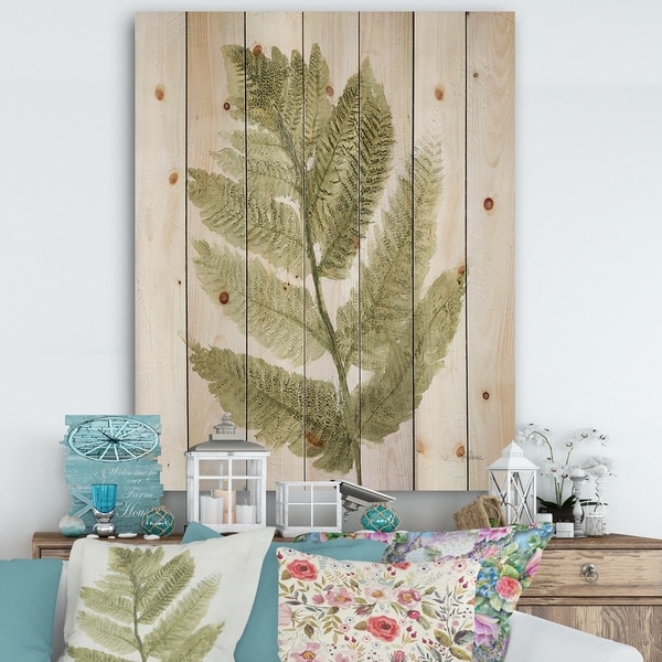 Designart 'Simple Forest IV' Farmhouse Print on Natural Pine Wood - Green