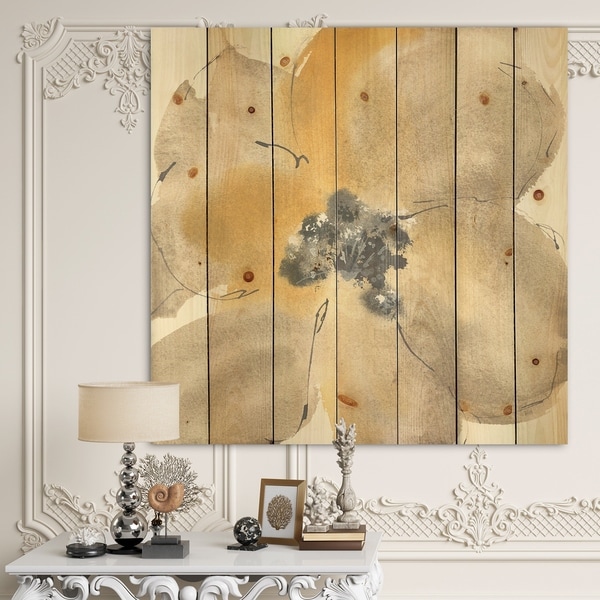 Designart 'Galm Flower Tones I' Traditional Print on Natural Pine Wood - Multi-color