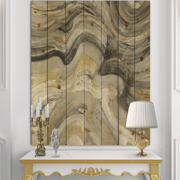 Designart 'Glam Gold Canion' Modern & Transitional Print on Natural Pine Wood - Multi-color