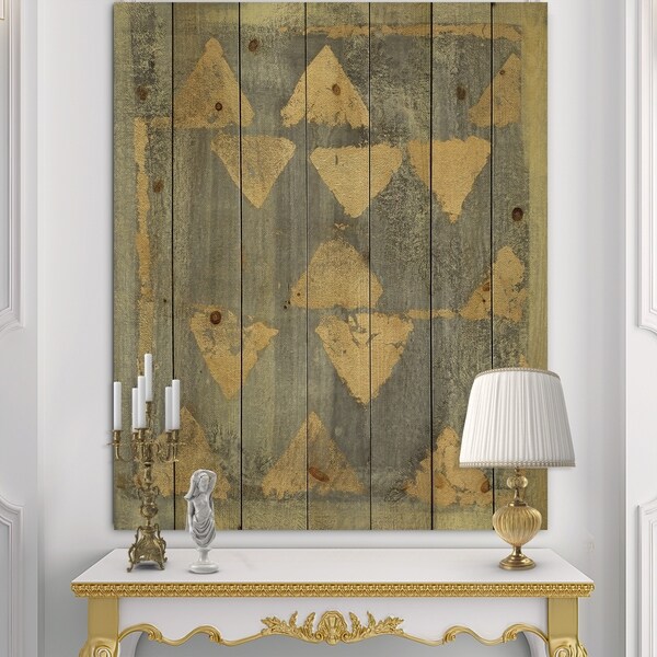 Designart 'Glam Metallic Form I' Modern & Transitional Print on Natural Pine Wood - Grey
